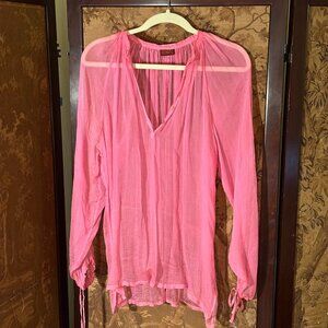 Vintage Pink Sheer Silk Blouse